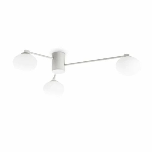 Ideallux Ideal Lux plafonnier Hermes, blanc, 90 cm, à 3 lampes, verre| Plafonniers Led|Plafonniers