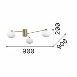 Ideallux Ideal Lux plafonnier Hermes, blanc, 90 cm, à 3 lampes, verre| Plafonniers Led|Plafonniers