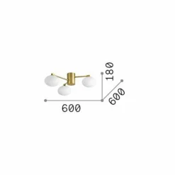 Ideallux Ideal Lux plafonnier Hermes laiton 60 cm à 3 lampes verre| Plafonniers Led|Plafonniers