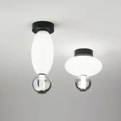 Ideallux Ideal Lux Plafonnier LED Lumiere-2, verre opalin/gris, noir| Plafonniers Led|Plafonniers