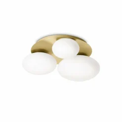 Ideallux Ideal Lux plafonnier Ninfea, laiton, verre opalin, 3flg.| Plafonniers Led|Plafonniers