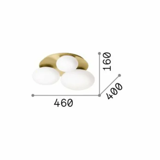 Ideallux Ideal Lux plafonnier Ninfea, laiton, verre opalin, 3flg.| Plafonniers Led|Plafonniers