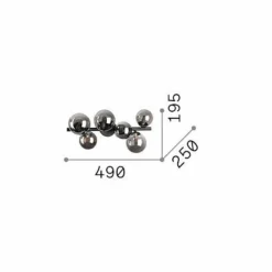 Ideallux Ideal Lux plafonnier Perlage, gris fumé, verre, à 6 lampes| Plafonniers Led|Plafonniers