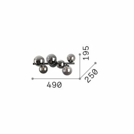 Ideallux Ideal Lux plafonnier Perlage, gris fumé, verre, à 6 lampes| Plafonniers Led|Plafonniers
