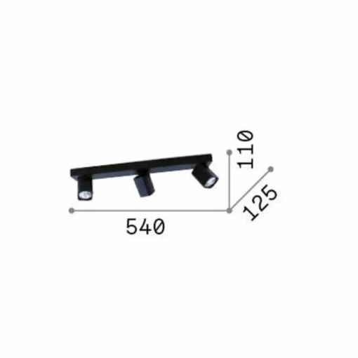 Ideallux Ideal Lux spot pour plafond Rudy Square, noir, 3 lampes, métal| Spots Et Projecteurs Led|Spots