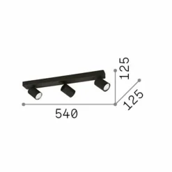 Ideallux Ideal Lux spot pour plafond Rudy Round, noir, à 3 lampes, métal| Spots Et Projecteurs Led|Spots
