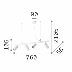 Ideallux Ideal Lux Suspension Dynamite laiton/noir métal 4 lampes| Suspensions Led|Suspensions