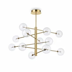 Ideallux Ideal Lux Suspension Equinoxe 12 lampes laiton verre clair| Suspensions Led|Suspensions