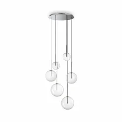 Ideallux Ideal Lux Suspension Equinoxe 6 lampes couleur chrome verre clair| Suspensions Led|Suspensions