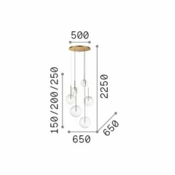 Ideallux Ideal Lux Suspension Equinoxe 6 lampes couleur chrome verre clair| Suspensions Led|Suspensions
