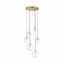 Ideallux Ideal Lux Suspension Equinoxe 6 lampes couleur laiton verre clair| Suspensions Led|Suspensions