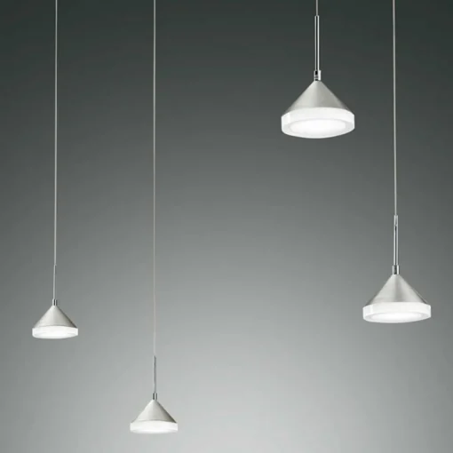 Fabas Luce Isabella suspension LED, à quatre lampes, alu| Suspensions Led|Suspensions