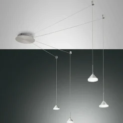 Fabas Luce Isabella suspension LED, à quatre lampes, alu| Suspensions Led|Suspensions