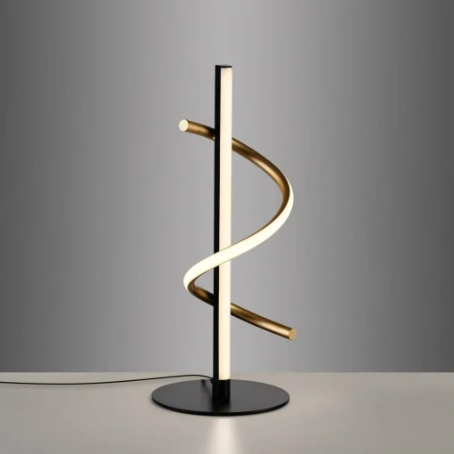 JUST LIGHT. Lampe de table LED Amanda, fer, noir-laiton| Lampes À Poser Led|Lampes À Poser Et Lampes De Table