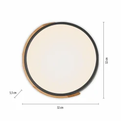 JUST LIGHT. Plafonnier LED Bila, noir, Ø 32 cm, bois| Plafonniers Led|Plafonniers