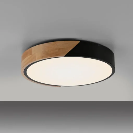 JUST LIGHT. Plafonnier LED Bila, noir, Ø 32 cm, bois| Plafonniers Led|Plafonniers