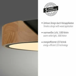 JUST LIGHT. Plafonnier LED Bila, noir, Ø 32 cm, bois| Plafonniers Led|Plafonniers