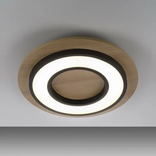 JUST LIGHT. Plafonnier LED Tola, rond, bois, 3 000 K| Plafonniers Led|Plafonniers