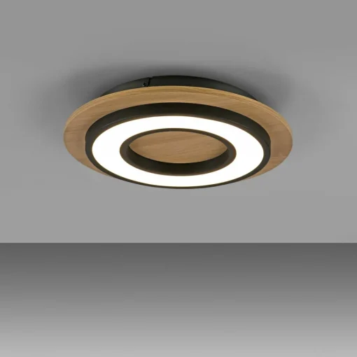 JUST LIGHT. Plafonnier LED Tola, rond, bois, 3 000 K| Plafonniers Led|Plafonniers