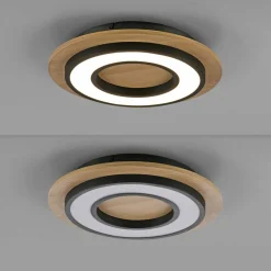 JUST LIGHT. Plafonnier LED Tola, rond, bois, 3 000 K| Plafonniers Led|Plafonniers