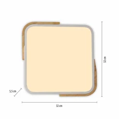 JUST LIGHT. Plafonnier LED Bila, blanc, 32x32 cm, bois| Plafonniers Led|Plafonniers