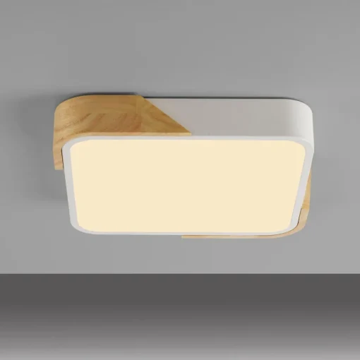JUST LIGHT. Plafonnier LED Bila, blanc, 32x32 cm, bois| Plafonniers Led|Plafonniers