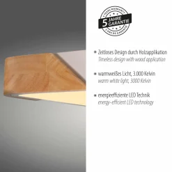 JUST LIGHT. Plafonnier LED Bila, blanc, 32x32 cm, bois| Plafonniers Led|Plafonniers