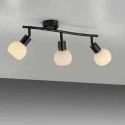 JUST LIGHT. Plafonnier Loki, 3 lampes, long, noir, fer| Plafonniers Led|Plafonniers