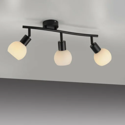 JUST LIGHT. Plafonnier Loki, 3 lampes, long, noir, fer| Plafonniers Led|Plafonniers