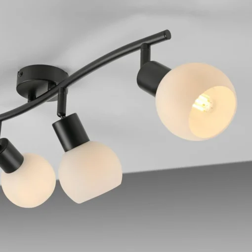 JUST LIGHT. Plafonnier Loki, 3 lampes, long, noir, fer| Plafonniers Led|Plafonniers