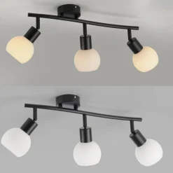 JUST LIGHT. Plafonnier Loki, 3 lampes, long, noir, fer| Plafonniers Led|Plafonniers