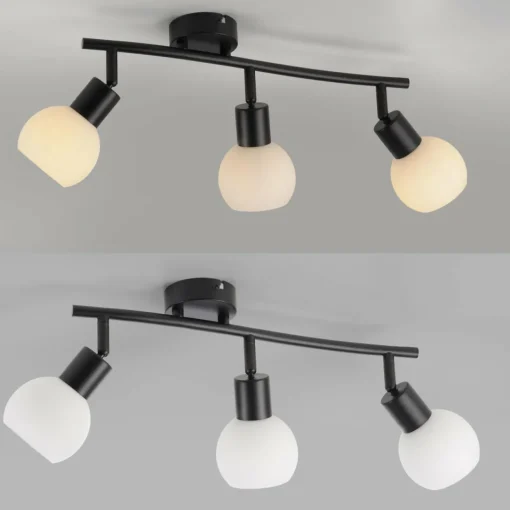 JUST LIGHT. Plafonnier Loki, 3 lampes, long, noir, fer| Plafonniers Led|Plafonniers