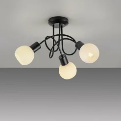 JUST LIGHT. Plafonnier Loki, 3 lampes, rond, noir, fer| Plafonniers Led|Plafonniers