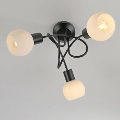 JUST LIGHT. Plafonnier Loki, 3 lampes, rond, noir, fer| Plafonniers Led|Plafonniers
