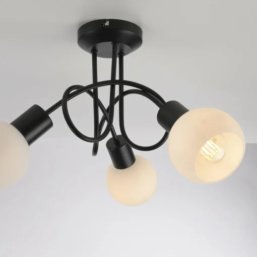 JUST LIGHT. Plafonnier Loki, 3 lampes, rond, noir, fer| Plafonniers Led|Plafonniers