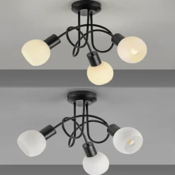 JUST LIGHT. Plafonnier Loki, 3 lampes, rond, noir, fer| Plafonniers Led|Plafonniers