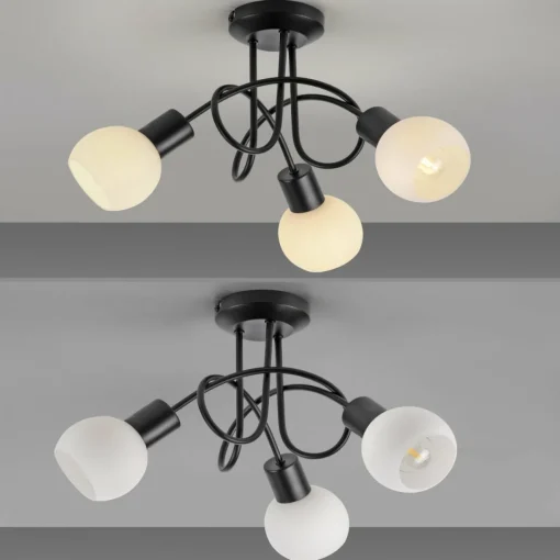 JUST LIGHT. Plafonnier Loki, 3 lampes, rond, noir, fer| Plafonniers Led|Plafonniers