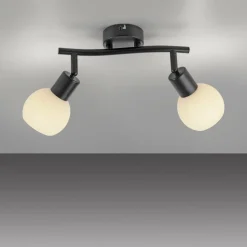 JUST LIGHT. Plafonnier Loki, à 2 lampes, noir, fer, verre| Plafonniers Led|Plafonniers