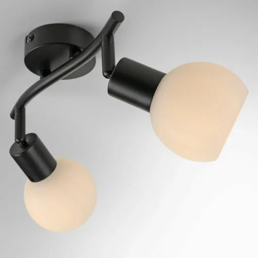 JUST LIGHT. Plafonnier Loki, à 2 lampes, noir, fer, verre| Plafonniers Led|Plafonniers