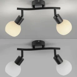 JUST LIGHT. Plafonnier Loki, à 2 lampes, noir, fer, verre| Plafonniers Led|Plafonniers