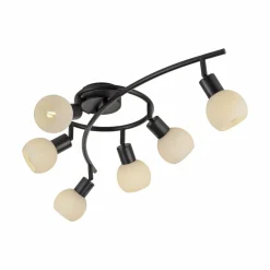 JUST LIGHT. Plafonnier Loki, à 6 lampes, noir, fer, verre| Plafonniers Led|Plafonniers
