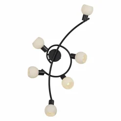 JUST LIGHT. Plafonnier Loki, à 6 lampes, noir, fer, verre| Plafonniers Led|Plafonniers