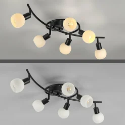 JUST LIGHT. Plafonnier Loki, à 6 lampes, noir, fer, verre| Plafonniers Led|Plafonniers