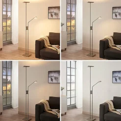 Lindby Lampadaire à éclairage indirect Jonne, liseuse, angulaire| Lampadaires Led|Lampadaires