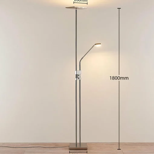 Lindby Lampadaire à éclairage indirect Jonne, liseuse, angulaire| Lampadaires Led|Lampadaires