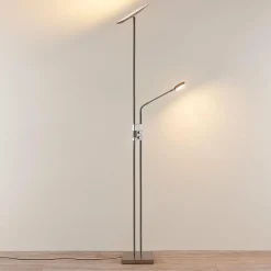 Lindby Lampadaire à éclairage indirect Jonne, liseuse, angulaire| Lampadaires Led|Lampadaires