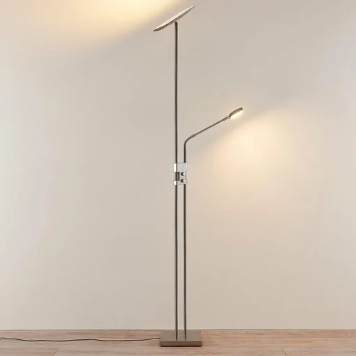 Lindby Lampadaire à éclairage indirect Jonne, liseuse, angulaire| Lampadaires Led|Lampadaires