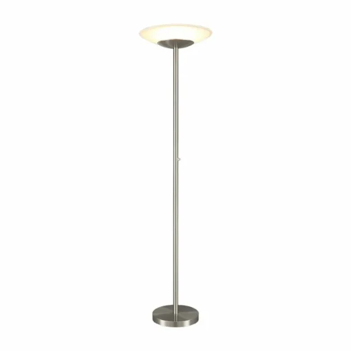 Lindby Lampadaire à éclairage indirect LED Ragna nickel mat, verre/métal,| Lampadaires Led|Lampadaires
