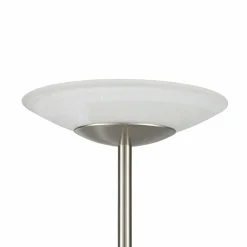 Lindby Lampadaire à éclairage indirect LED Ragna nickel mat, verre/métal,| Lampadaires Led|Lampadaires