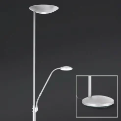 ORION Lampadaire à éclairage indirect Cobra avec liseuse nickel| Lampadaires Led|Lampadaires